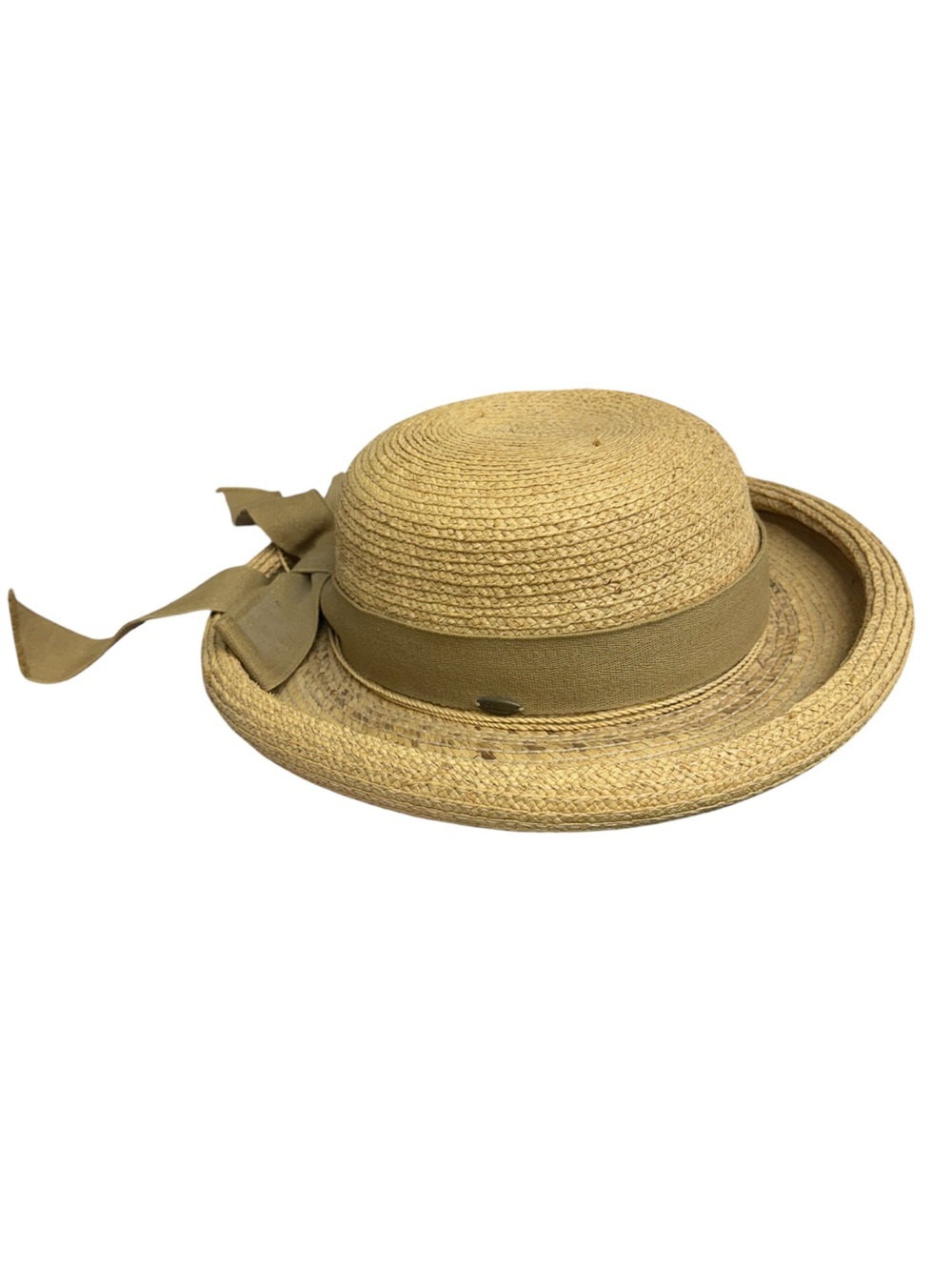 Callahan Textured Knit Straw Cloche Hat with Ribbon